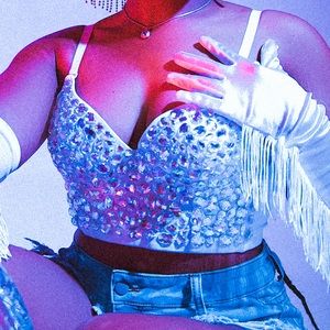 White Rhinestone Top (custom-made)